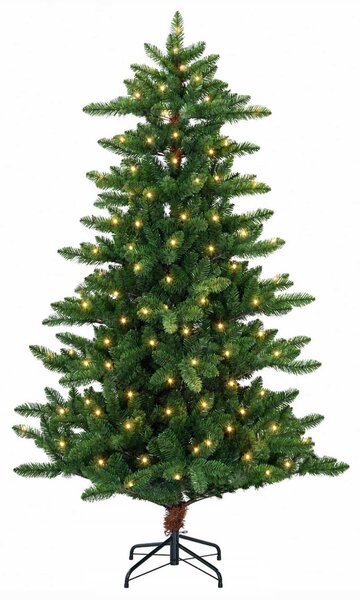 Mű karácsonyfa 120 cm 150 LED Meleg fehér PVC és fém Zöld