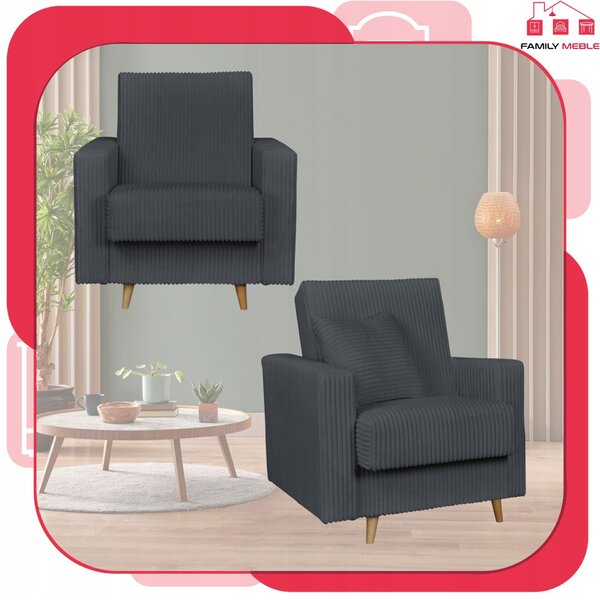 Rene Fekvőfotel Tárolóval Bonell Family Furniture Szürke Kordbársony