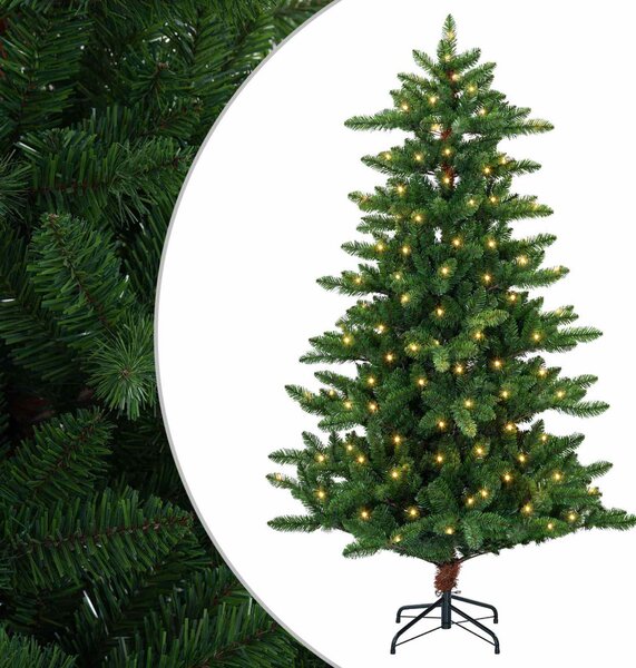 Mű karácsonyfa 120 cm 150 LED Meleg fehér PVC és fém Zöld