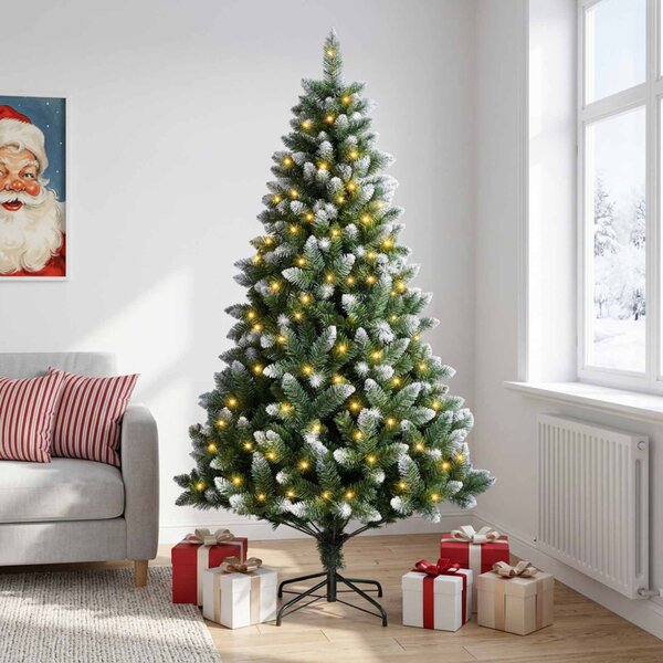 Mű karácsonyfa 120 cm 150 LED Meleg fehér PVC és fém Zöld