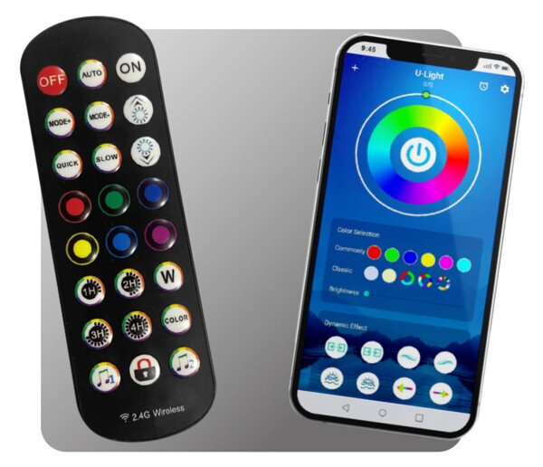 Gamer szék RGB smart , szövet, lábtartó, LED világítással, fekete