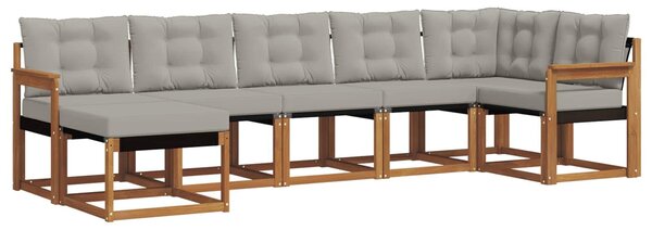 VidaXL Kültéri kanapé szett 7 pcs Természetes és Világosszürke