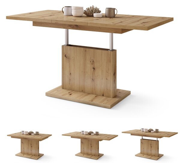 Mazzoni ASTON MINI Artisan Tölgy - MODERN NYITHATÓ EMELHETŐ DOHÁNYZÓASZTAL ÉTKEZŐASZTAL ÁTALAKÍTHATÓ ASZTAL
