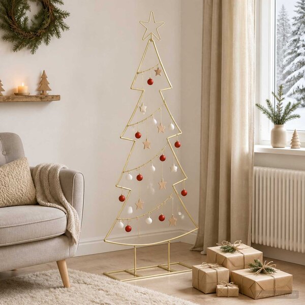 Fém karácsonyfa állvánnyal KUOPIO 125 cm Acél Arany