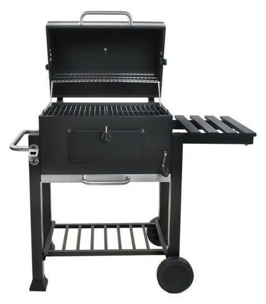 Széngrill, összecsukható fedél hőmérővel, szállítókerékkel, 115x46x106 cm, grill 61.5x46x51 cm