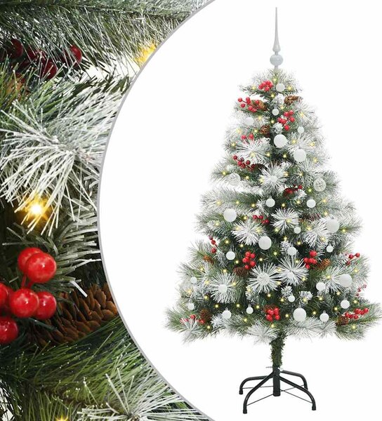 Mű karácsonyfa Zöld és fehér 150 cm PVC és Fém és Műanyag