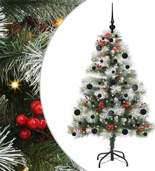 Mű karácsonyfa Zöld és fehér 150 cm PVC és Fém és Műanyag