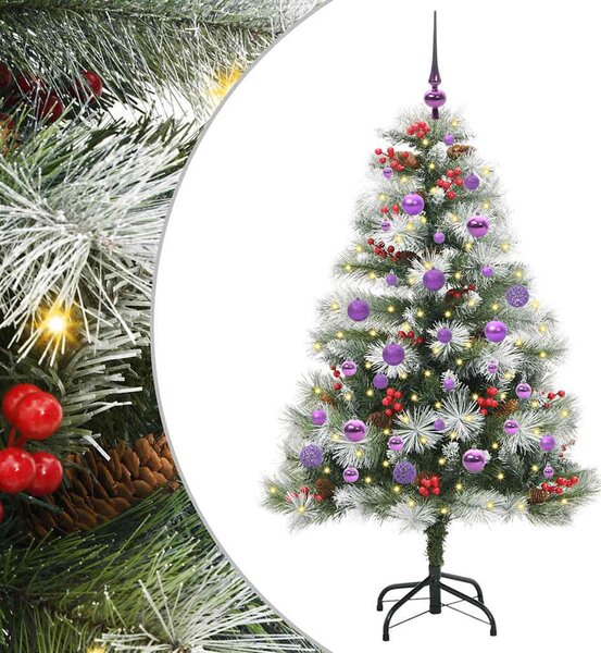 Mű karácsonyfa Zöld és fehér 150 cm PVC és Fém és Műanyag