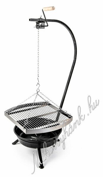 Fekete tűzteres állvány + 55cm x 50cm grillrács (magyar termék)