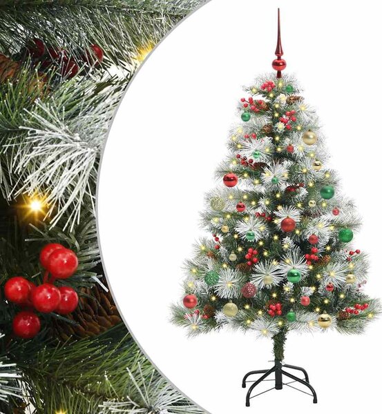 Mű karácsonyfa Zöld és fehér 150 cm PVC és Fém és Műanyag