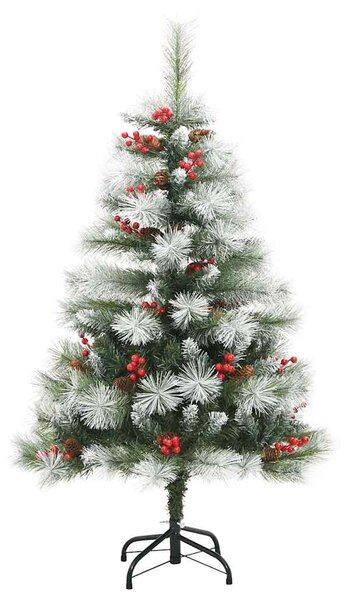 Mű karácsonyfa Zöld és fehér 120 cm PVC és Fém és Műanyag