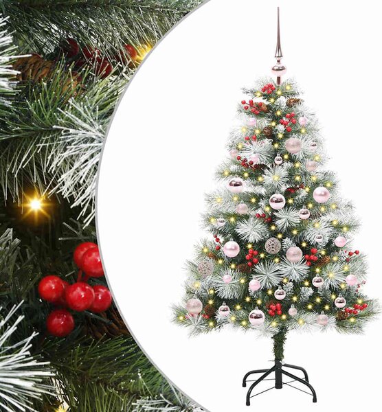 Mű karácsonyfa Zöld és fehér 120 cm PVC és Fém és Műanyag