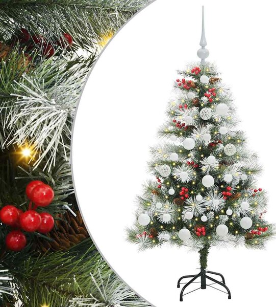 Mű karácsonyfa Zöld és fehér 120 cm PVC és Fém és Műanyag