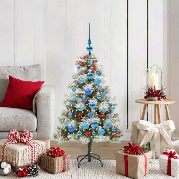 Mű karácsonyfa Zöld és fehér 120 cm PVC és Fém és Műanyag