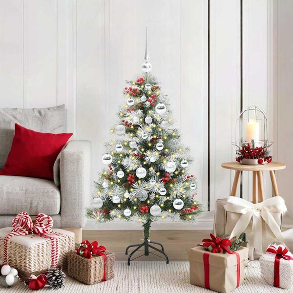 Mű karácsonyfa Zöld és fehér 120 cm PVC és Fém és Műanyag
