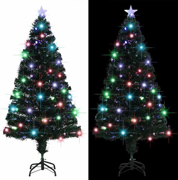 Száloptikás megvilágított karácsonyfa állvánnyal és LED-es 150 cm
