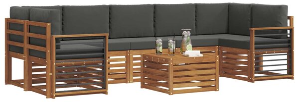 VidaXL Kültéri kanapé szett 8 pcs Természetes és antracit Tömör Akácfa