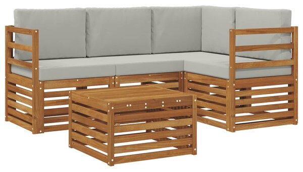 VidaXL Kültéri kanapé szett 5 pcs Természetes és Világosszürke