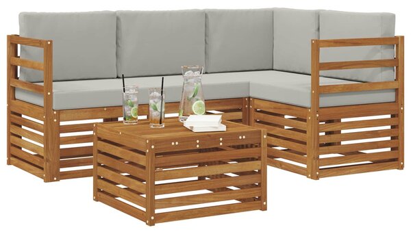 VidaXL Kültéri kanapé szett 5 pcs Természetes és Világosszürke