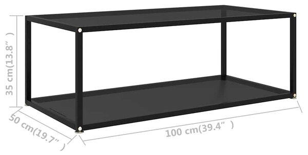 Fekete edzett üveg dohányzóasztal 100 x 50 x 35 cm