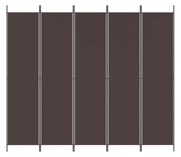 5 paneles barna szövet paraván 250 x 220 cm