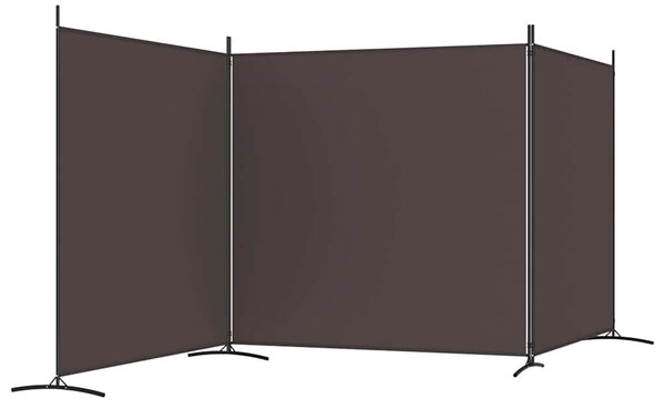 3 paneles barna szövet paraván 525x180 cm
