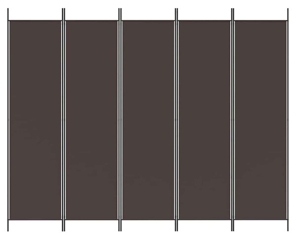 5 paneles barna szövet paraván 250x200 cm