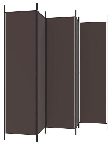 5 paneles barna szövet paraván 250x200 cm