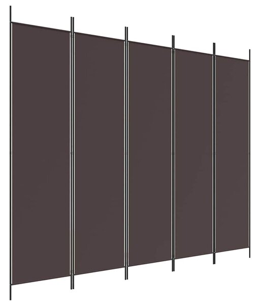 5 paneles barna szövet paraván 250x200 cm
