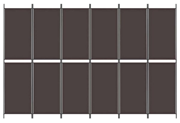 6 paneles barna szövet paraván 300x200 cm