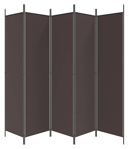 5 paneles barna szövet paraván 250x200 cm