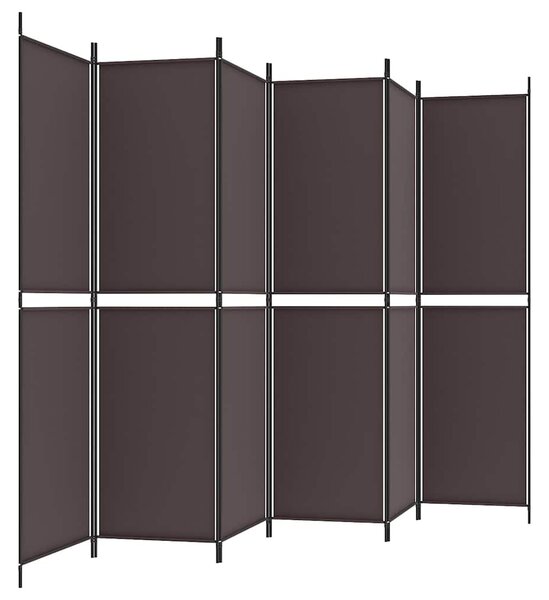 6 paneles barna szövet paraván 300x200 cm