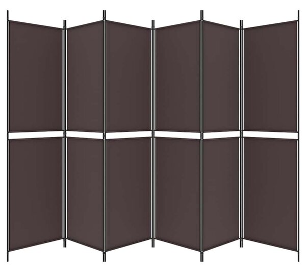6 paneles barna szövet paraván 300x200 cm