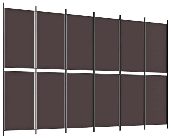 6 paneles barna szövet paraván 300x200 cm