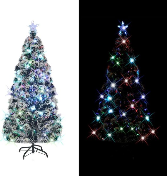 Száloptikás megvilágított karácsonyfa állvánnyal és LED-es 150 cm