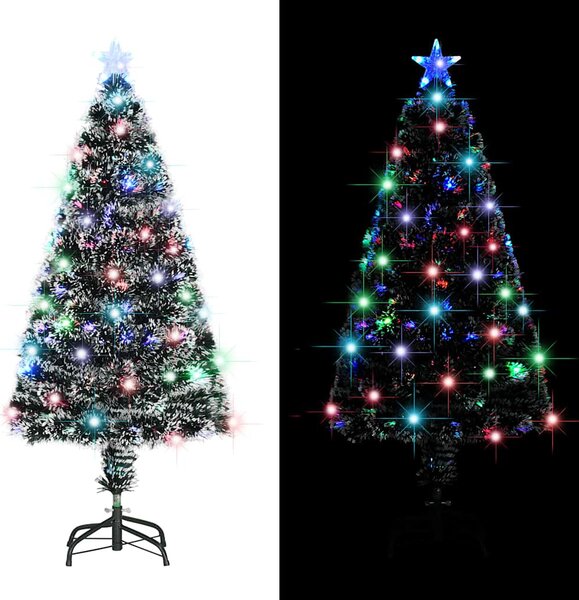 Száloptikás megvilágított karácsonyfa állvánnyal és LED-es 120 cm