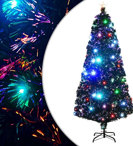 Száloptikás megvilágított karácsonyfa állvánnyal és LED-es 180 cm