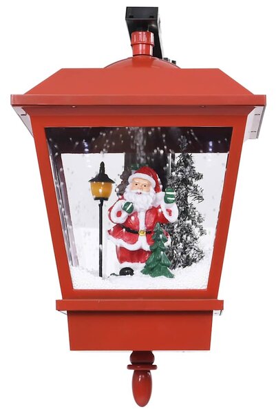 Piros karácsonyi fali lámpa LED-ekkel és Mikulással 40x27x45 cm