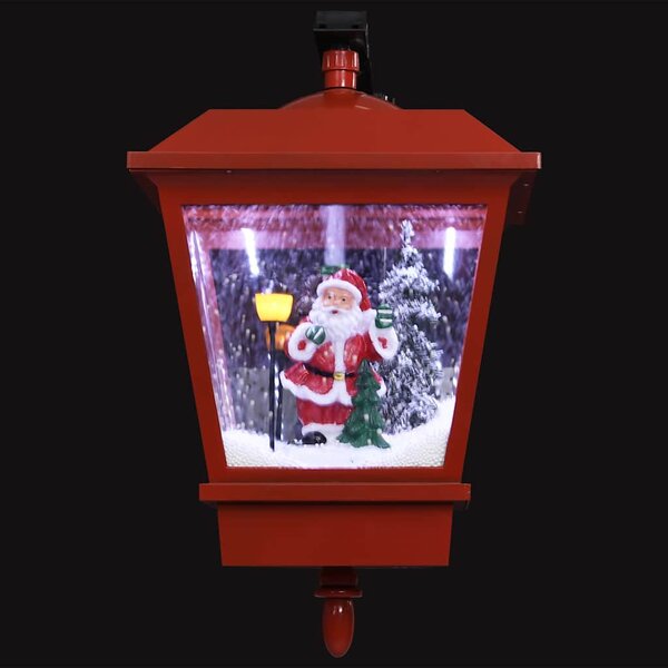 Piros karácsonyi fali lámpa LED-ekkel és Mikulással 40x27x45 cm