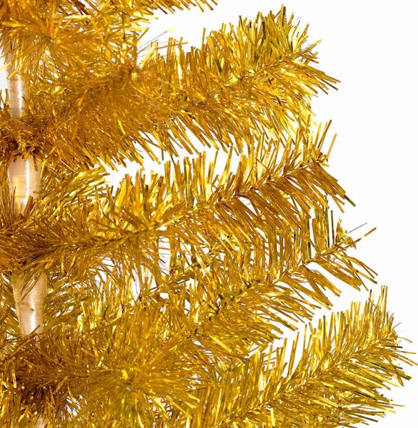 Aranyszínű PET megvilágított műkarácsonyfa gömb szettel 120 cm