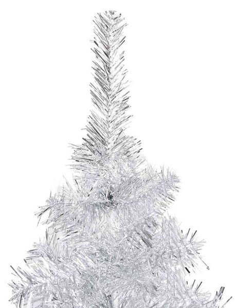 Ezüstszínű PET megvilágított műkarácsonyfa gömb szettel 150 cm
