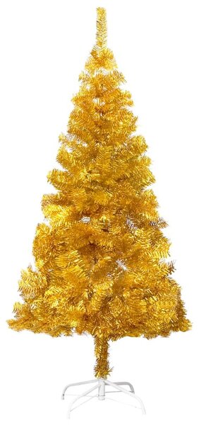 Aranyszínű PET megvilágított műkarácsonyfa gömb szettel 120 cm