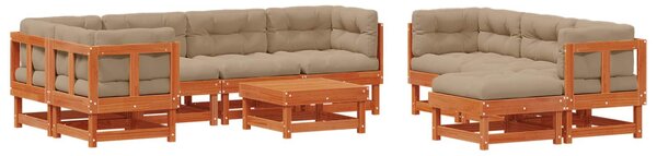 VidaXL Kerti lounge szett 33 pcs Viaszbarna Tömör Fenyőfa