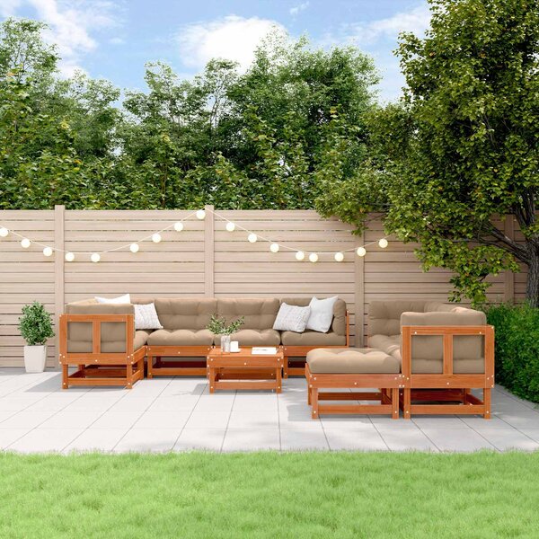 VidaXL Kerti lounge szett 33 pcs Viaszbarna Tömör Fenyőfa