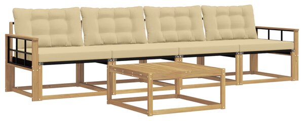 VidaXL Kültéri kanapé szett 5 pcs Fehér és Bézs 79 x 79 x 37 cm