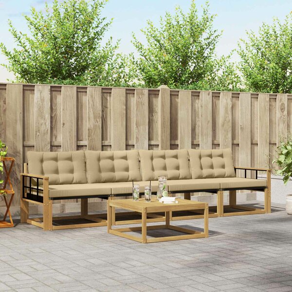 VidaXL Kültéri kanapé szett 5 pcs Fehér és Bézs 79 x 79 x 37 cm
