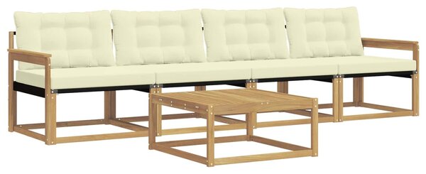 VidaXL Kültéri kanapé szett 5 pcs Fehér és Krém színű 79 x 79 x 37 cm