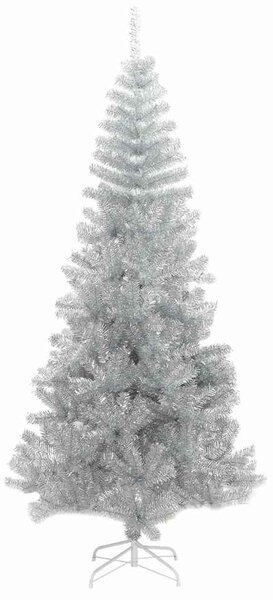 Ezüstszínű PET műkarácsonyfa állvánnyal 210 cm