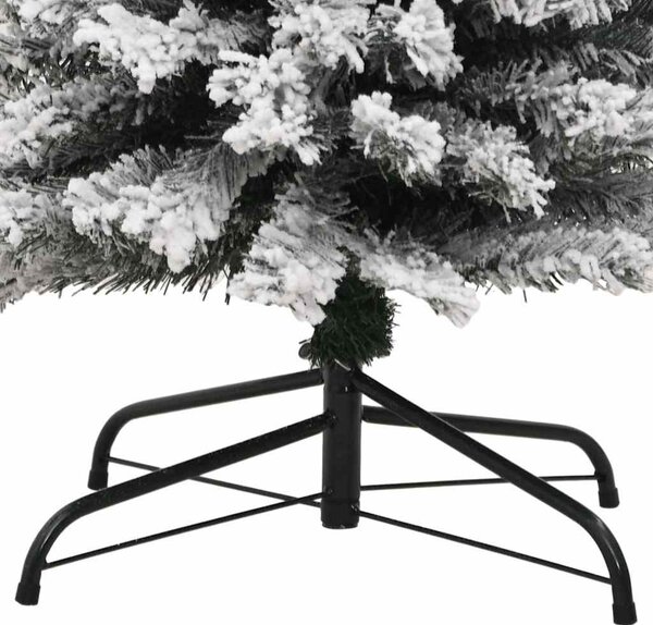 Zöld PVC vékony műkarácsonyfa hóval 210 cm