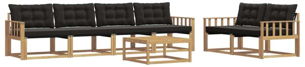VidaXL Kültéri kanapé szett 7 pcs Fehér és Fekete 79 x 79 x 37 cm
